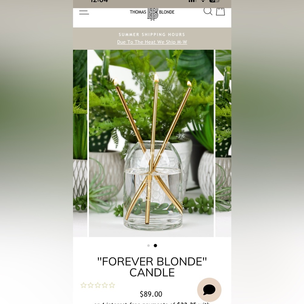 Thomas Blonde “Forever Blonde” Candle